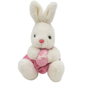 VTG Playful Pals Mervyns Bunny Rabbit  Plush White Stuffed Pink Dress Easter Egg